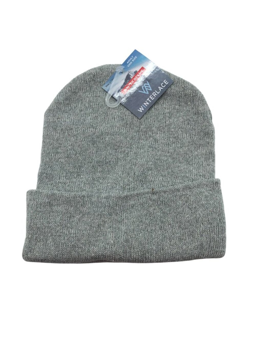 Winterlace Beanie Knit Cuffed Gray Unisex One Size